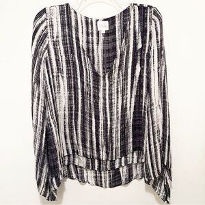 Parker Black and White Striped Blouse